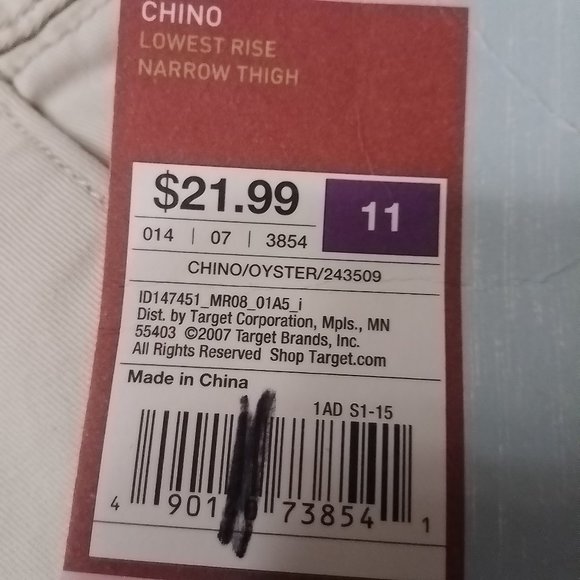 NWT Mossimo chinos size 11, low rise - Picture 7 of 9